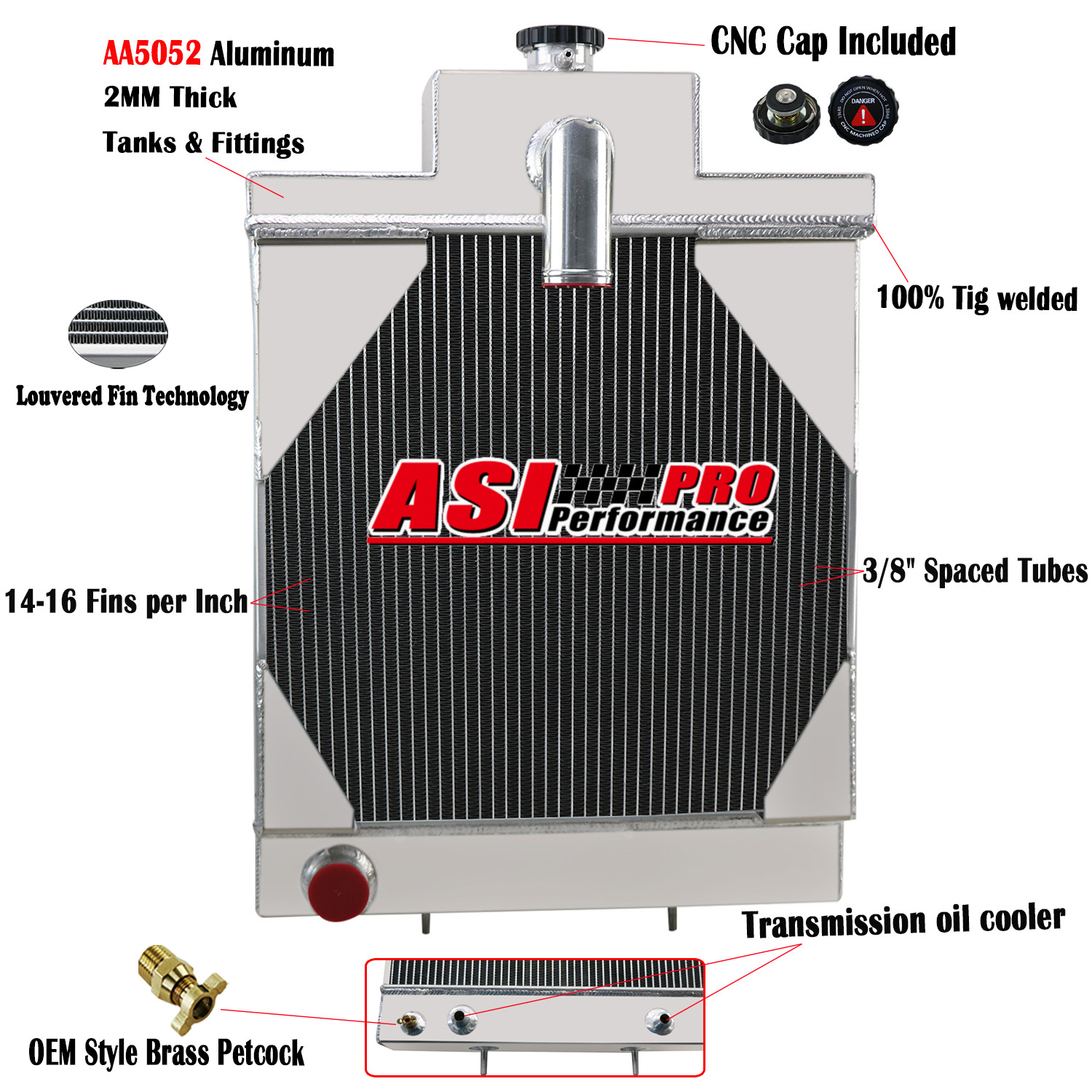3 Row 52mm Aluminum Radiator For Case IH 530CK 580B AR39345 A35583 A39345 AT