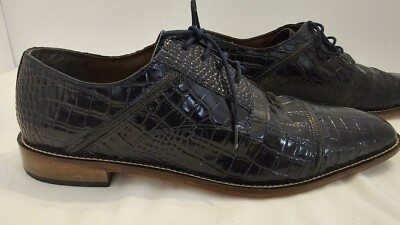 Stacy Adams Mens Raimondo Blue‎ Leather Croc Cap Toe Oxfords Dress Shoes Stacy Adams Raimondo 25115-469 Leather Men main image 3