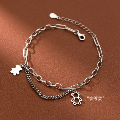Neu Hollow Bear Armband S925 Silber Alte Ringschnalle Damenarmband