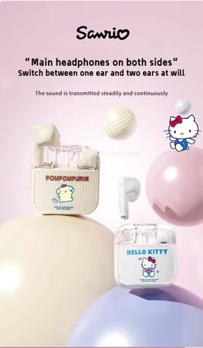 Sanrio Hello Kitty & Friends "Enjoy the Music" Słuchawki douszne Bluetooth Słodkie - Zdjęcie 6 z 10