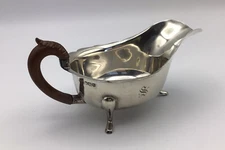 Antique Sterling Sauce Boat, Ribbed Edge, 3-Footed  E. Viners Sheffield, England
