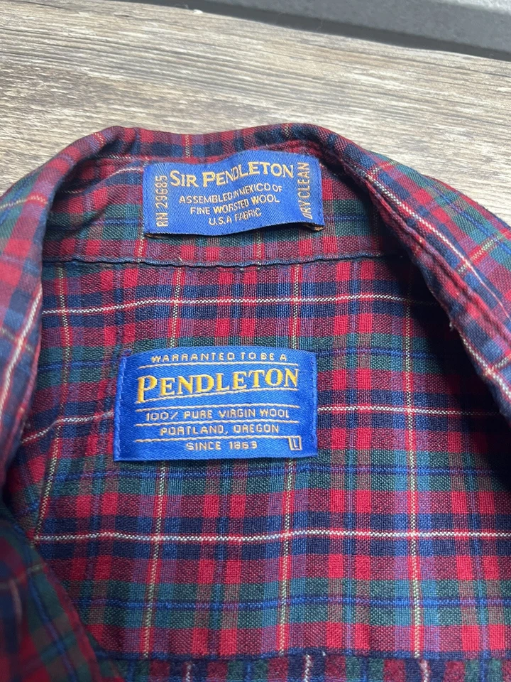 PENDLETON Mens Sir Pendleton Wool Button Down Flannel Plaid Shirt Red L Read !! - Image 4 of 4