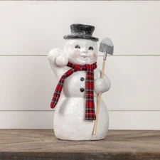 NEW 12.75" Ragon House Snowman Figure w/ snowball shovel winter Christmas decor