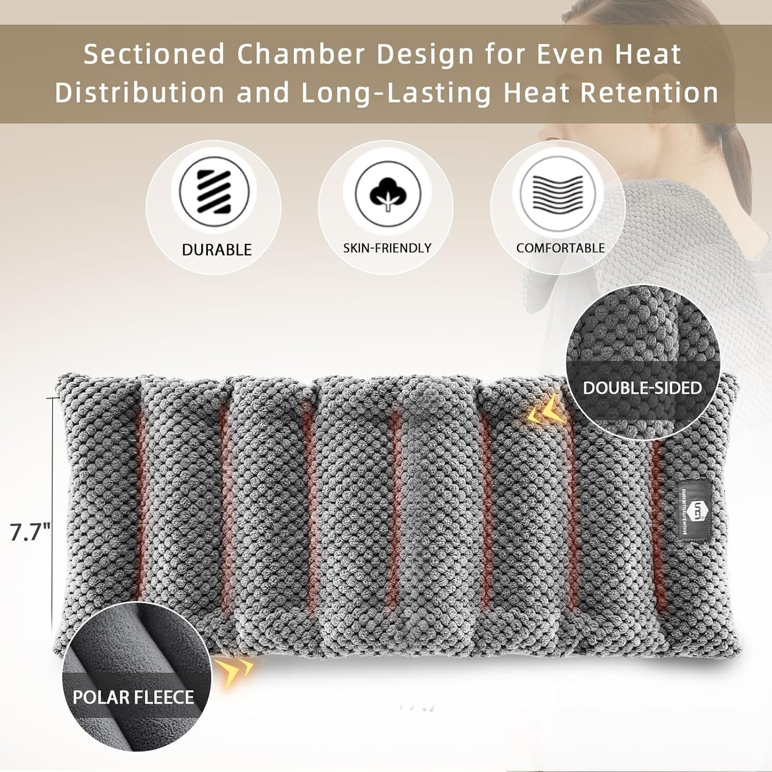 Microwave Heating Pad 7x17" Microwavable Heat Pad Pain Relief Reusable Bean Bag