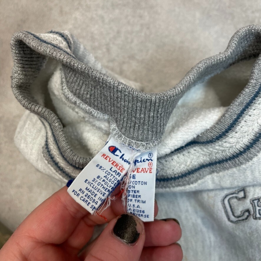 Champion Sweatshirt Mens Large Y2K Reverse Weave Made In USA Jumper, Grey image 8
