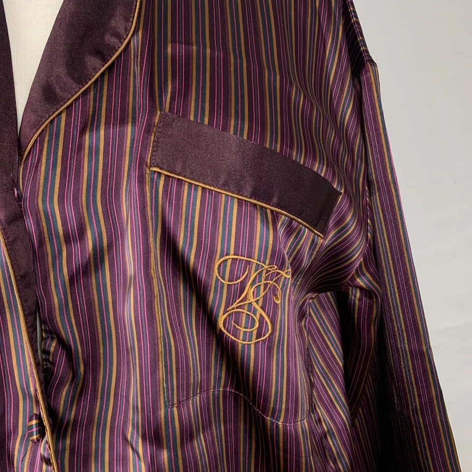 Camisa de Noche Vintage Victoria's Secret Vestido Camisón Pequeña Etiqueta Dorada Rayas Foto 3 de 4