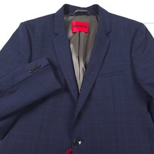 495 HUGO BOSS Arti 232x X-Slim Blue Plaid Performance Blazer Jacket Mens 38S