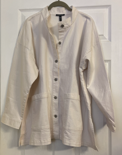 NWT $228 Eileen Fisher Undyed Organic Cotton Denim Jacket XL 2X - Picture 1 of 5