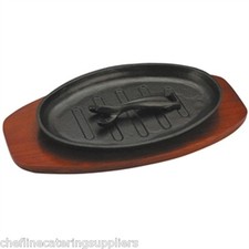 9 x 5 inch Cast Iron Sizzle Platter for Food Mixed Grill Meat Veg Pub Starter