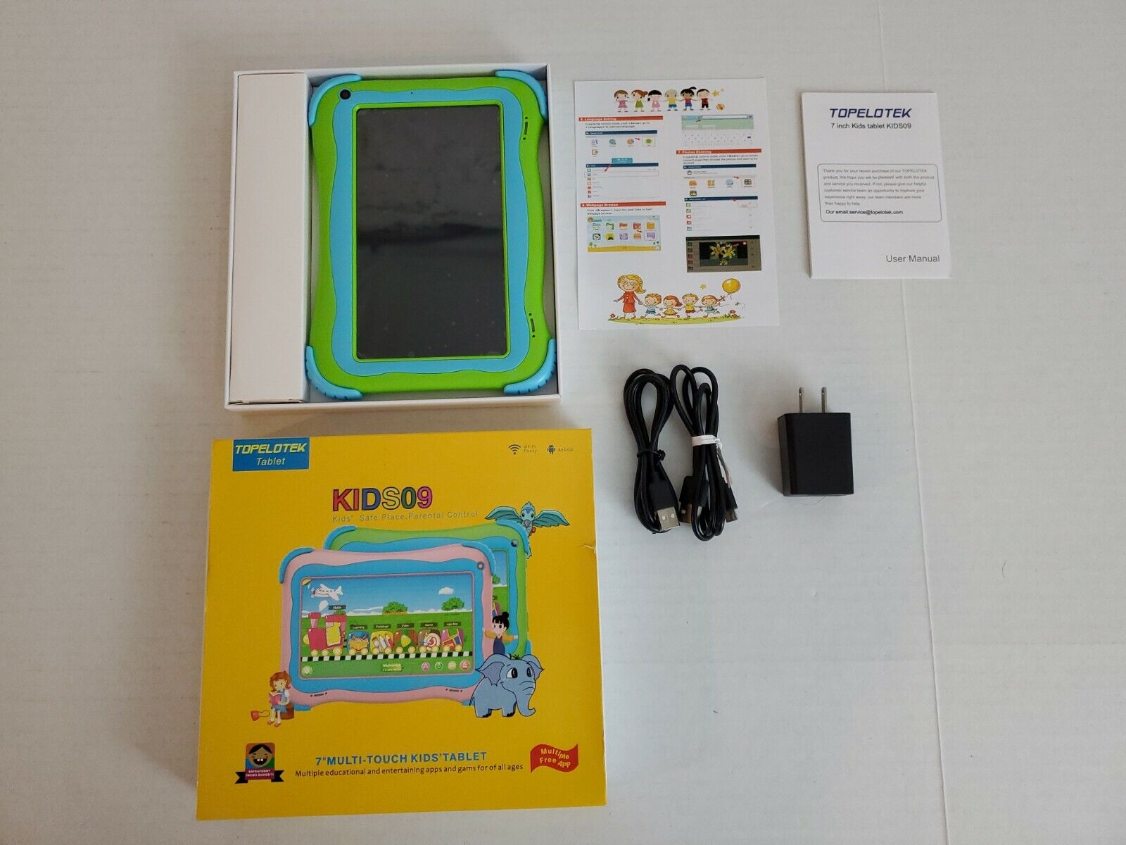 Topelotek Kids 7" Multi-Touch Kids Tablet KIDS09 Green / Blue Wifi Android EXC