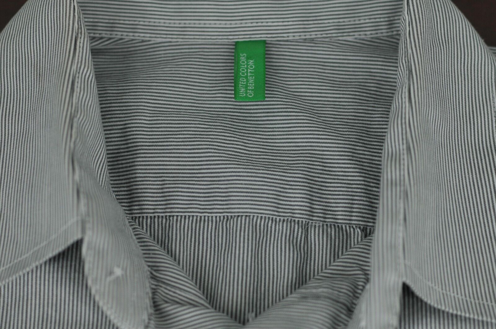 Benetton Men's Gray & White Fine Striped Cotton C… - image 2