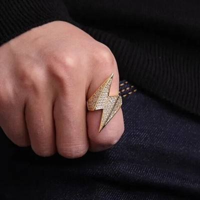 2.00Ct Round Cut Real Moissanite Custom Men's Pinky Ring 14K Yellow Gold Plated