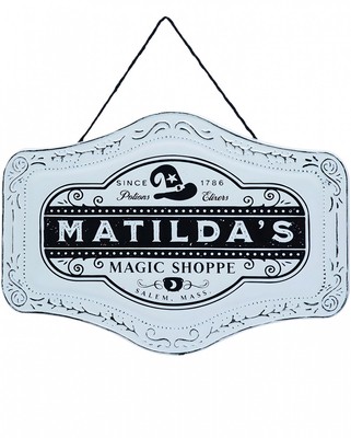 Zinn Dekoschild Matilda's Magic Shoppe für Halloween 37cm