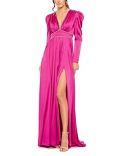 Mac Duggal Puff Shoulder Rhinestone Encrusted Dress Women's