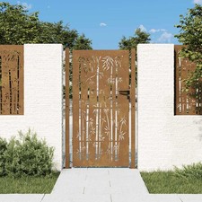 Portail de Jardin Portillon Barrière Design de Bambou Acier Corten vidaXL