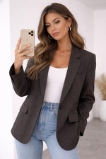 Womens Ruched Sleeve Fully Lined Blazer Collared Casual Ladies Formal Jacket Top