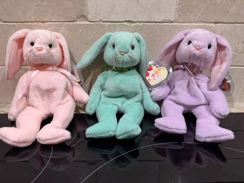 Vintage TY 1996 Beanie Baby Hippity, Hoppity& Floppity Bunny Rabbit. Retired NWT