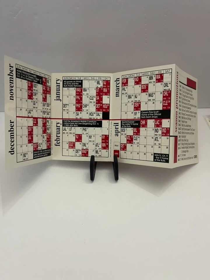 Schedule Basketball Chicago Bulls - 1991 1992 - Miller Draft Michael Jordan - Image 3 of 4