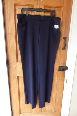 NWT Basler Womens Dark Blue US Sz 16 High-Rise Straight-Leg Trousers Dress Pants