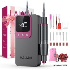 Electric Nail Drill Professional, Portable Nail File for Acrylic Gel Dark Grey