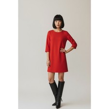 Vibrant Orange-Red Gap Dress Faux Suede Mini Bold Statement Piece Exposed Zipper