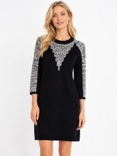 Paper Crane Black & White Long Sleeve Sweater Dress M NWT