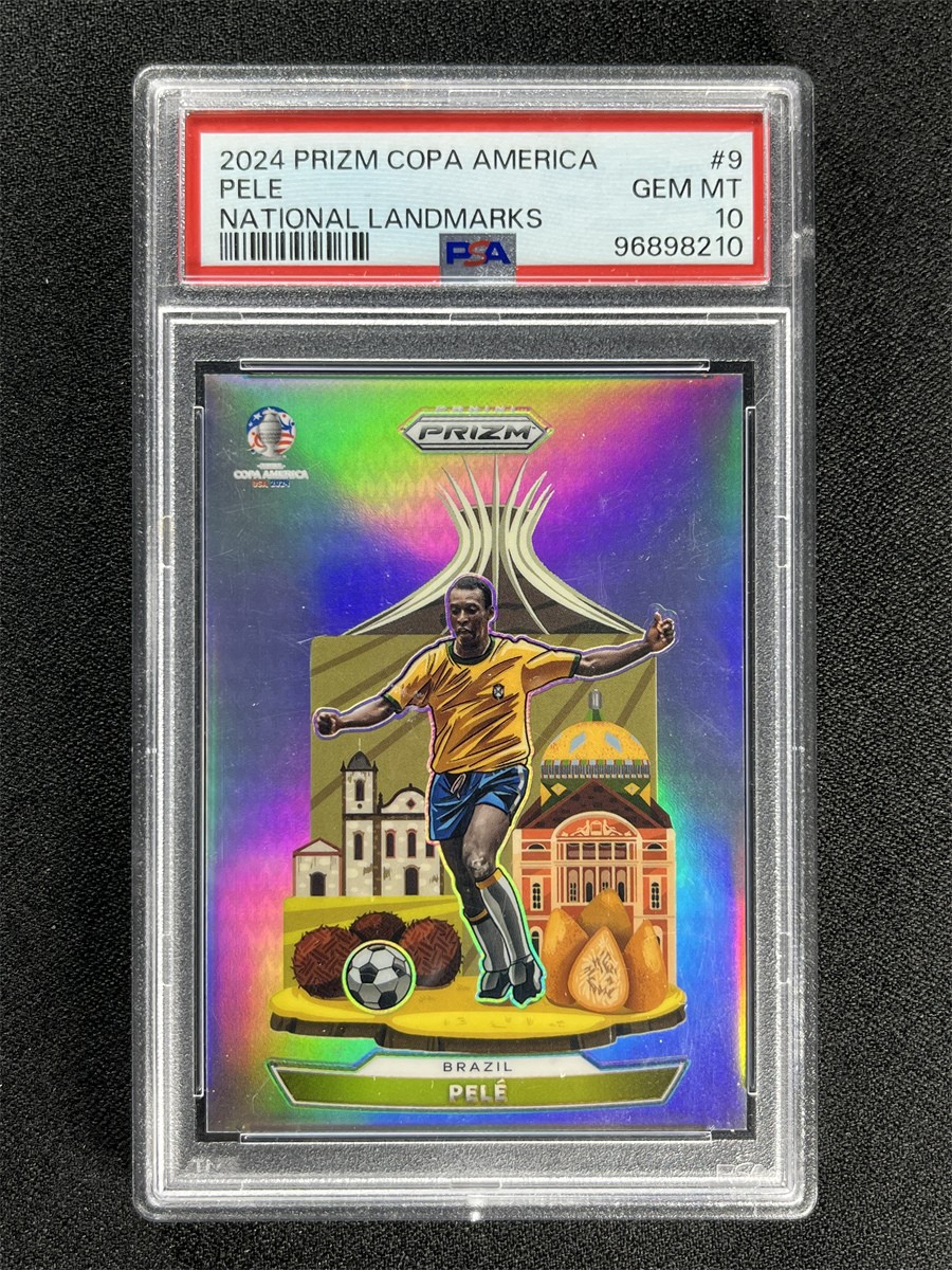 2024 Prizm Conmebol Copa America Pele #9 National Landmarks Case Hit SSP PSA 10