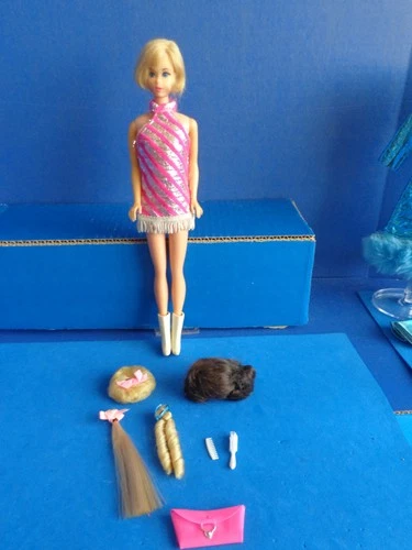 VINTAGE MOD HAIR FAIR BARBIE HEAD ON STANDARD BODY- CENTERED EYES- ACCESSORIES