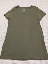 Olive Green Short Sleeve V Neck T-Shirt Woman's Size Medium