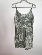Old Navy 100% Cotton Olive Green Tropical Print Dress Size L Costal Floral