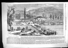 Impresión antigua 1860 Guerra Nápoles Tropas Garibaldianas Siers Cruzando Volturno Riv 19