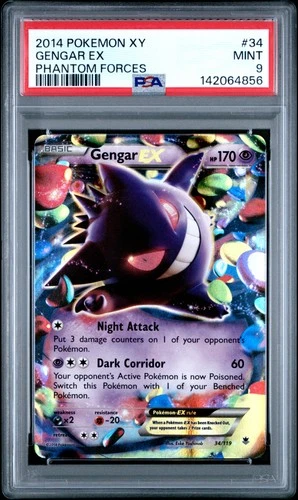 142064856 Gengar EX 2014 Pokemon XY Phantom Forces #34 PSA 9