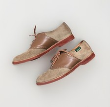 Vintage Bass Suede Saddle Shoes Brown Two Tone Leather Lace Up Loafers Womens 9