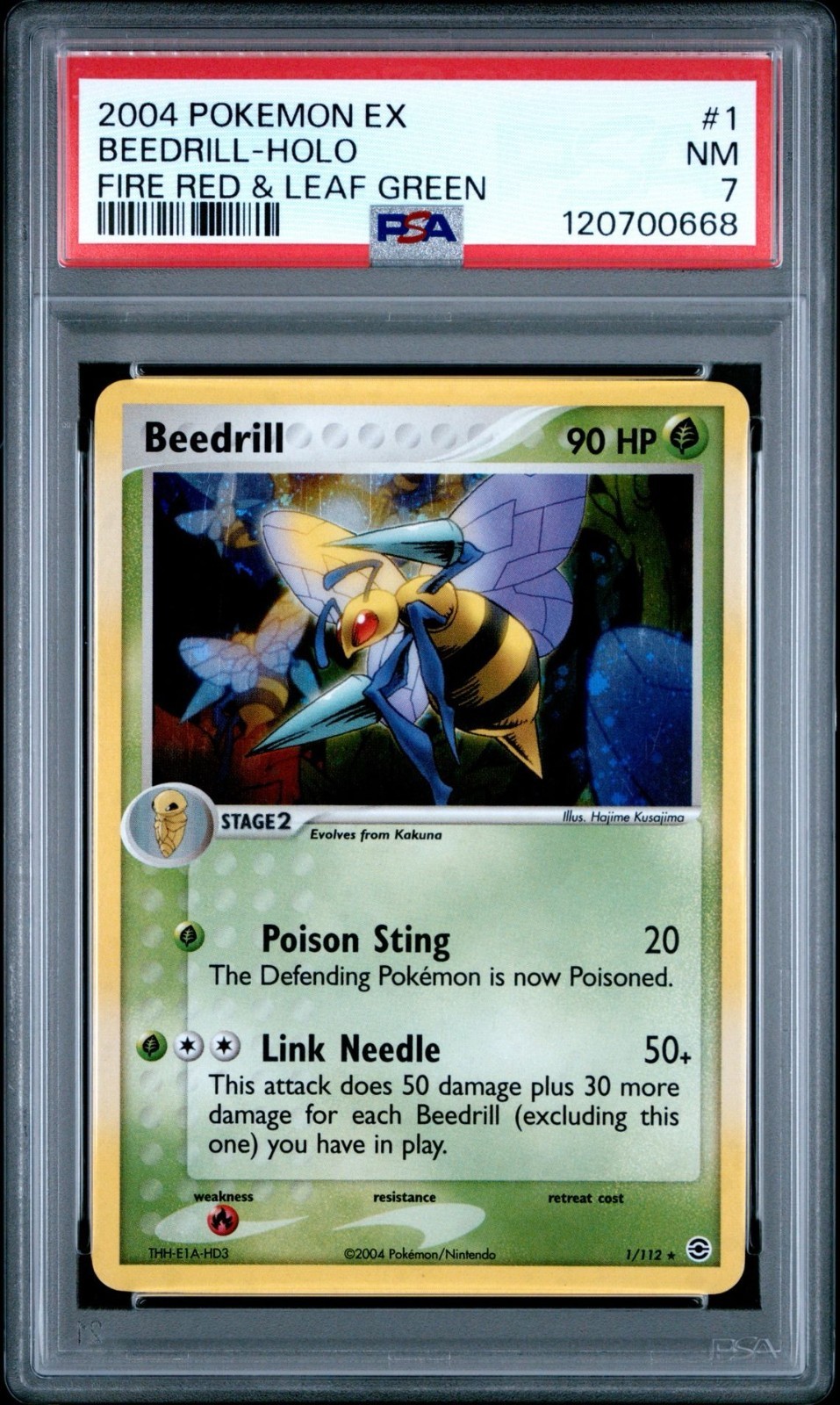 2004 POKEMON EX FIRE RED & LEAF GREEN 1 BEEDRILL-HOLO NEAR MINT PSA 7