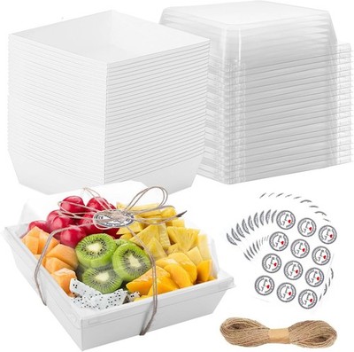 100 Pack Small Charcuterie Boxes with Clear Lids,Mini Charcuterie Box,