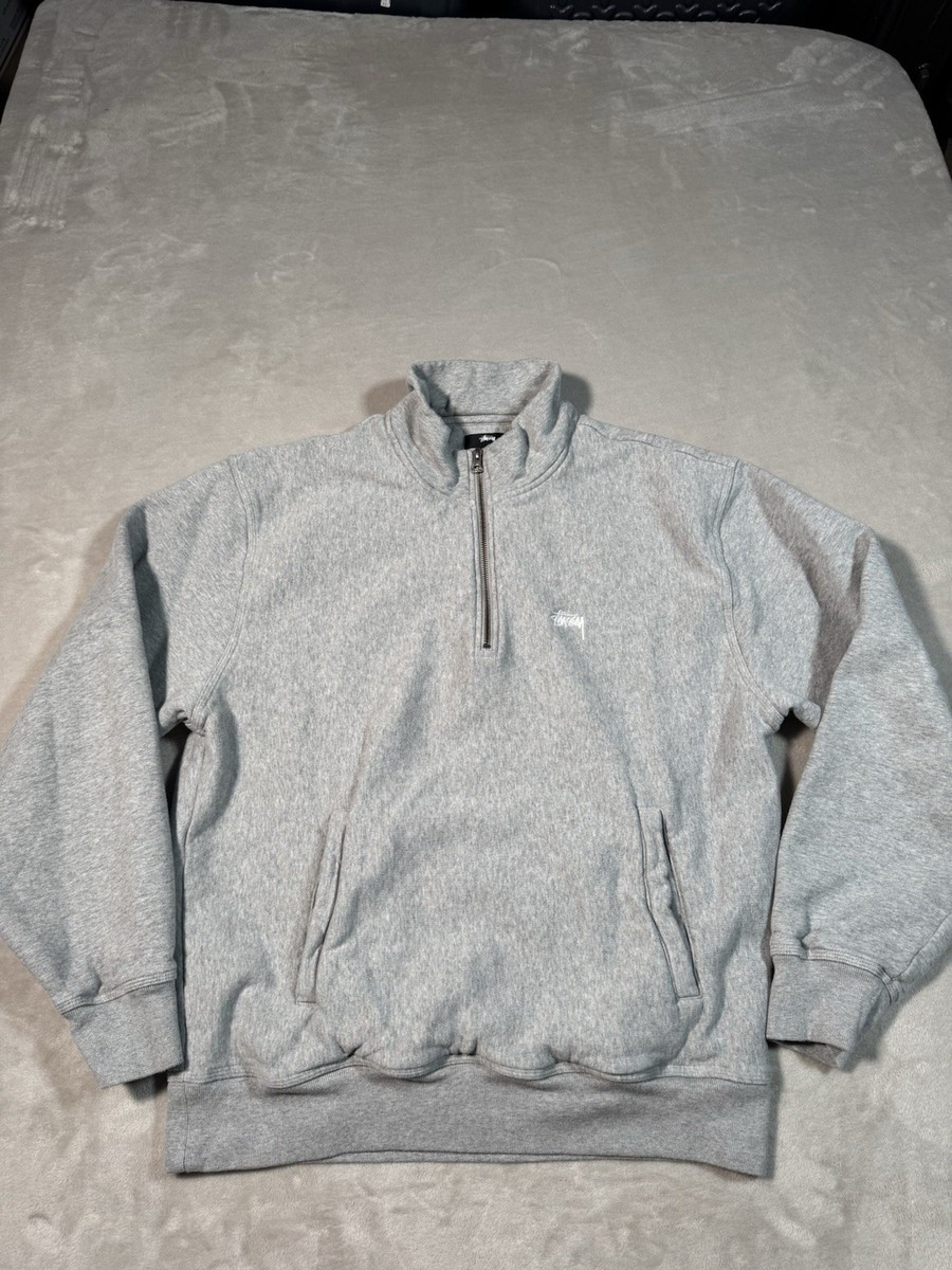 Stussy Quarter Zip Sweatshirt Size XL Gray Pullover Cotton | eBay