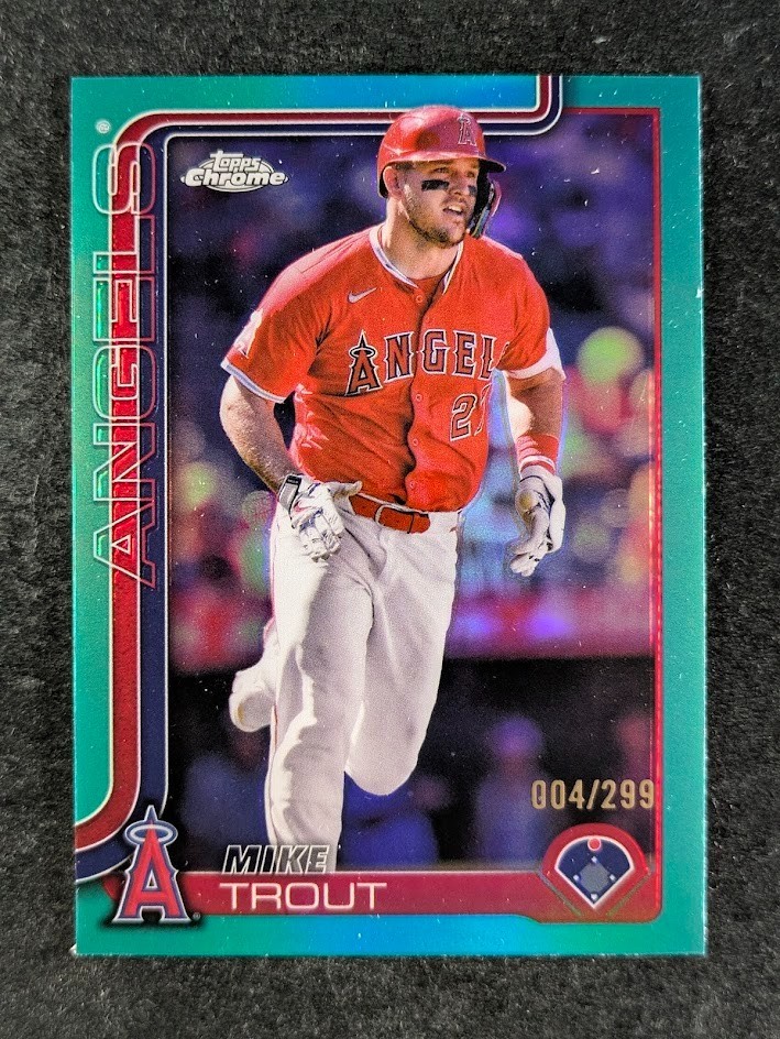 2025 Topps Chrome MIKE TROUT 4/299 Teal Refractor SP Los Angeles Angels #100