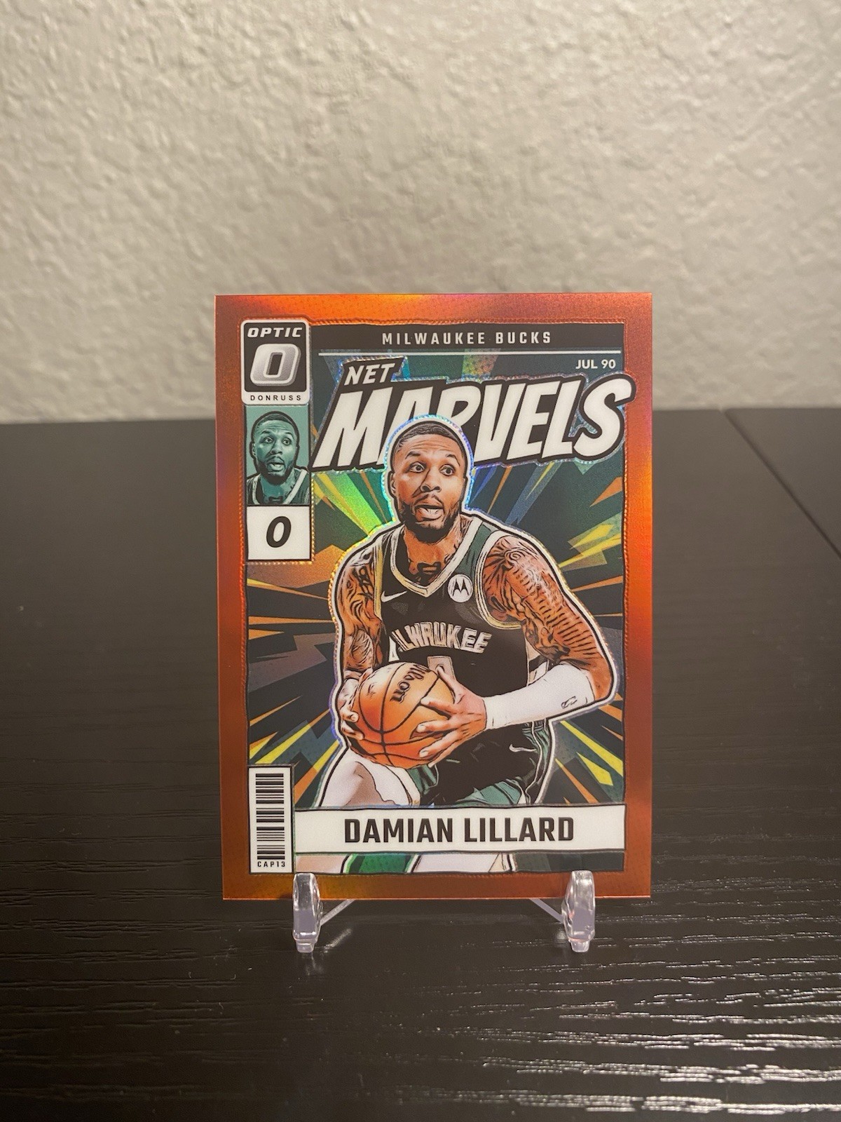 2024 Panini Donruss Optic Damian Lillard Milwaukee Bucks Net Marvels SP Red /99