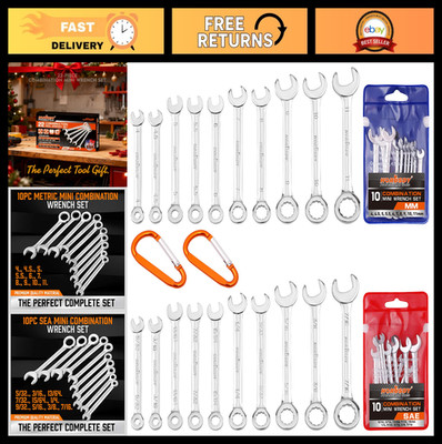 20-Piece Mini Wrench Set - Metric & SAE Small Combination Wrenches, Tool Kit