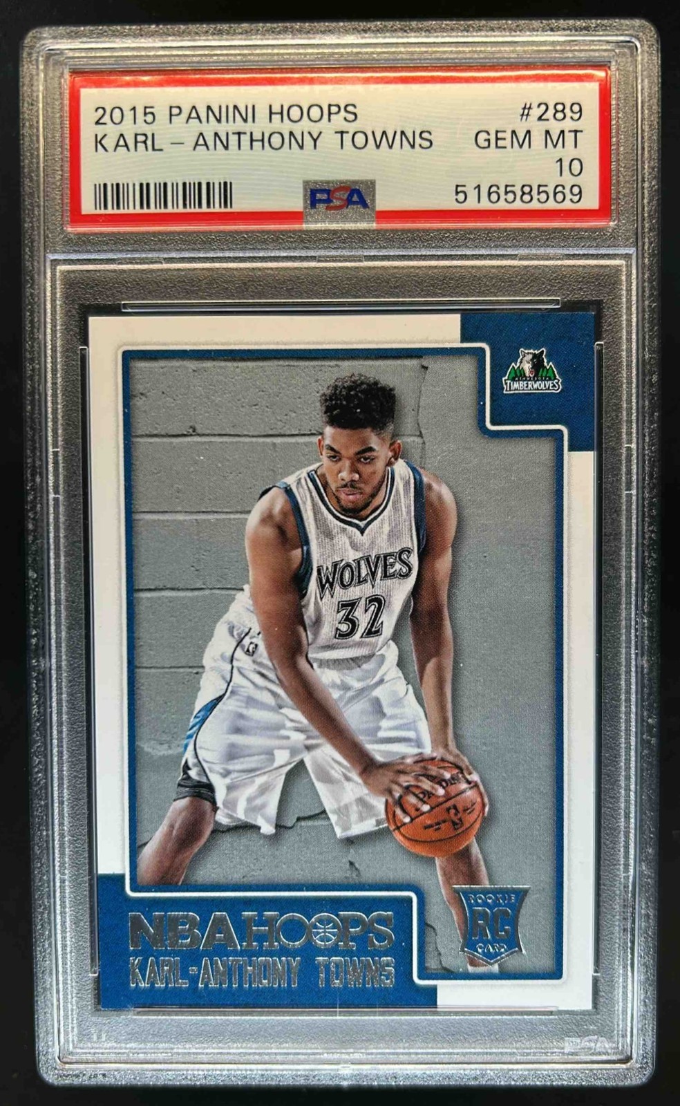 2015-16 Panini Hoops Karl-Anthony Towns RC Rookie #289 Timberwolves PSA 10