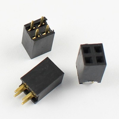 10Pcs 2.54mm Pitch 2x2 Pin 4 Pin Female Double Row Straight Pin Header Strip