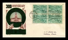 DR JIM STAMPS US COVER ANNAPOLIS TERCENTENARY FDC BLOCK OF 4 BOLL CACHET CRAFT