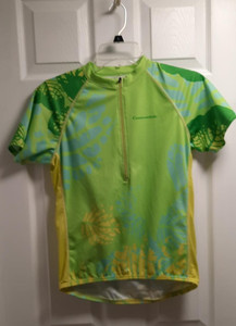 Womens Short Sleeve Cannondale Lime Green Yellow Cyclist Bike Shirt Sz S