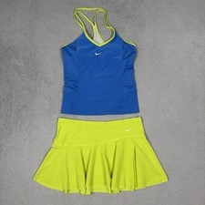 Vintage Nike Women's 2-Piece Tennis Outfit Skirt Shirt Blue Small / Medium Set