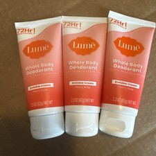 3 Pk Lume Whole Body Deodorant Invisible Cream Peony Rose Scent 2.2 Oz Each New