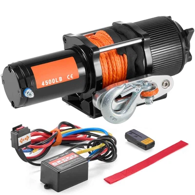 Treuil Électrique VEVOR 2040kg 2 Tonnes ATV 12V Quad UTV 4x4 IP55 Télécommande - Photo 1/4