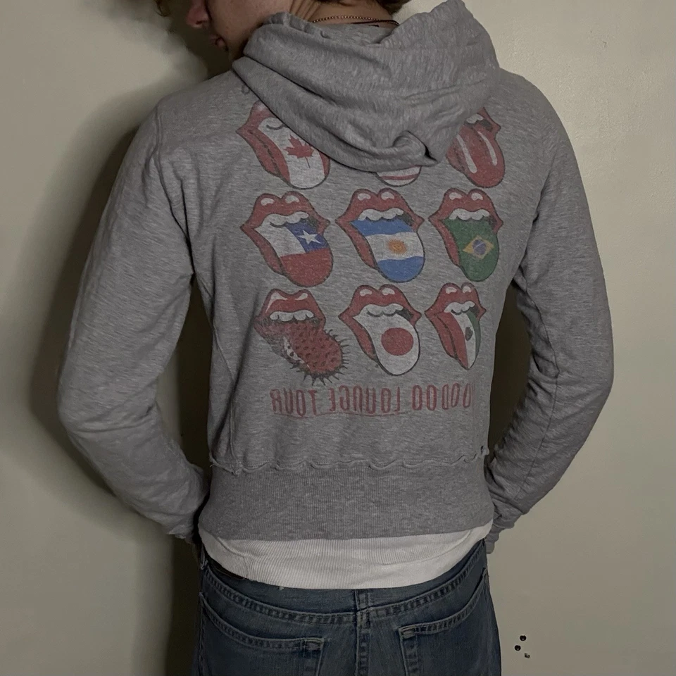 Comida Chatarra Rolling Stones Gris Brezo Estilo Vintage Años 90 Banda Calce Ajustado Cremallera Foto 2 de 4