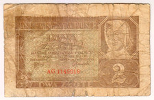 1941 Poland 2 Zlote 1145018 Paper Money Banknotes