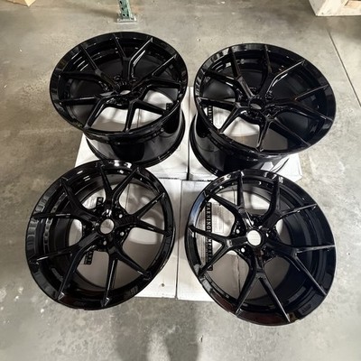 Used 20x9/21x12 MRR FS6 fit Corvette C8 5x120 45/50 66.9 Black No Cap Wheels set
