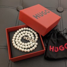 HUGO BOSS Unisex Pearl Necklace - White